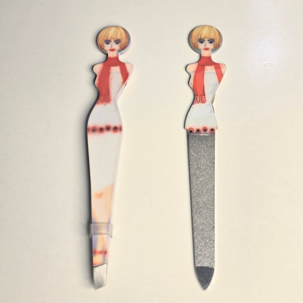 Retro Girl Nail File & Tweezer Set
